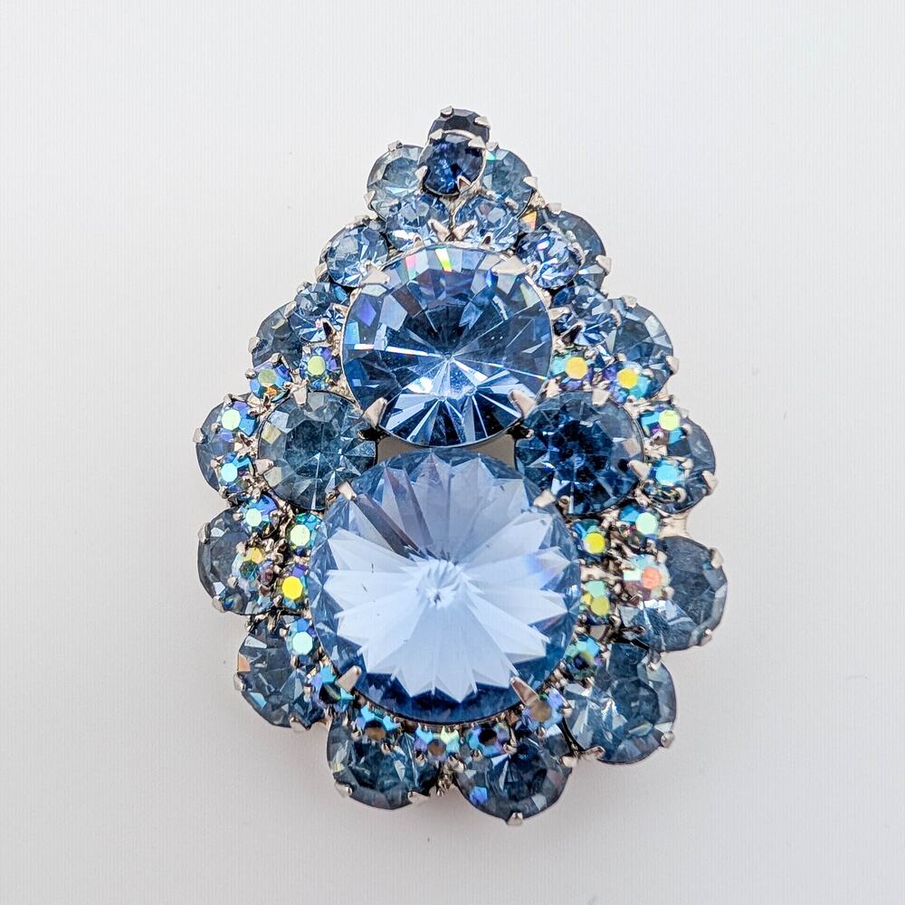 Verified Juliana (Ref IIJJ-009317) Blue Rivoli Pin Pendant Rhodium Plated